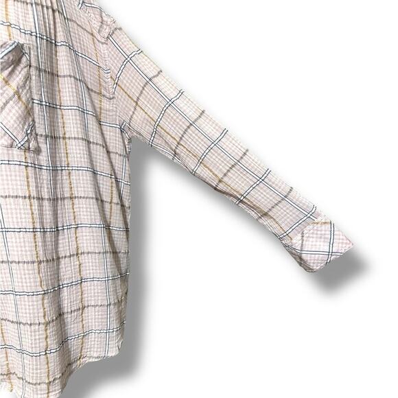 Womens Free People brand stride metallic pink gold plaid oversized tunic top sm. - Picture 3 of 10